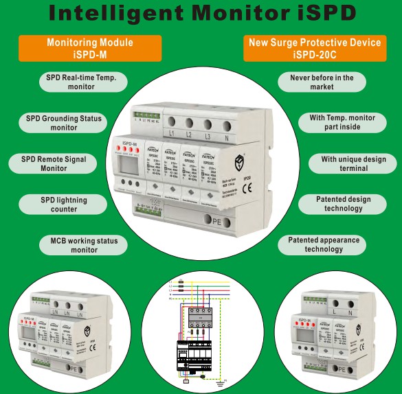 3 Phase 40kA Intelligent Surge Protective Device SPD